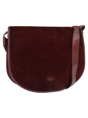 Authentic BALENCIAGA Shoulder Bag Suede Leather Bordeaux Gold